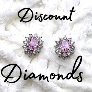 Pink Topaz surrounded by White Topaz on 925 Silver